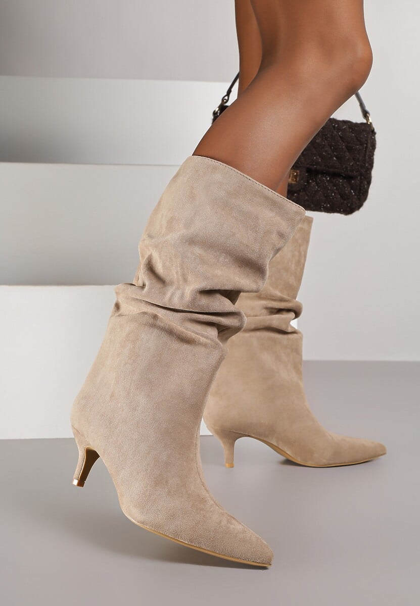 Czarne Botki na Kaczuszce z Marszczoną Cholewką Nalorena