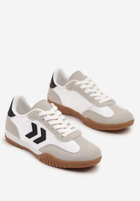 Biało-Czarne Sneakersy Typu Kultowe Tenisówki Zdobione Przeszyciami Mepenna