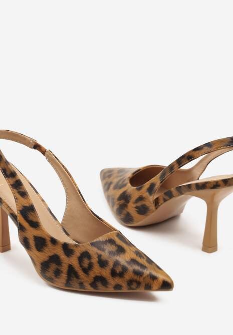 Panterkowe Sandały na Szpilce Slingback Falithra