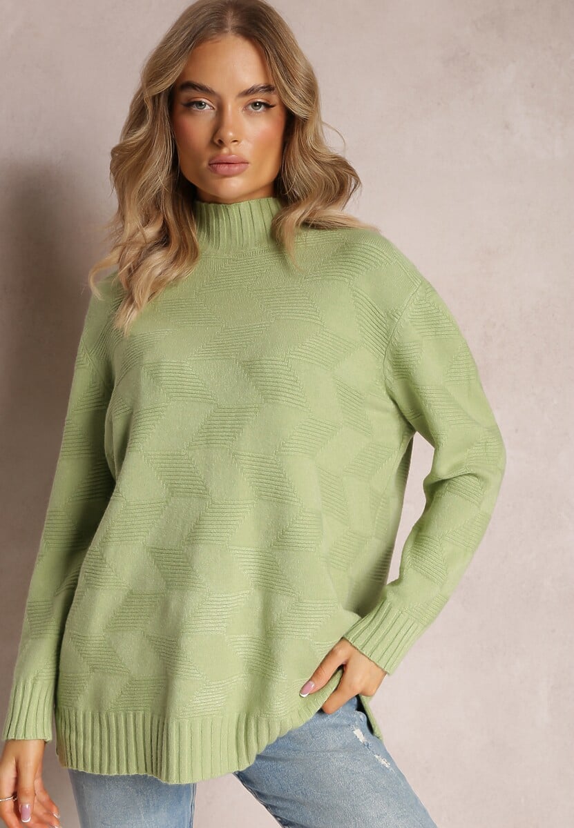 Zielony Golf z Długim Rękawem Oligese