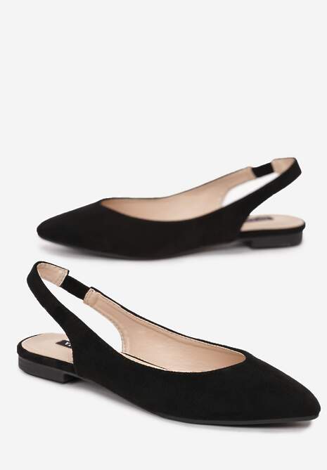 Czarne Sandały z Odkrytą Piętą i Noskiem Typu Migdałek Nemegoria