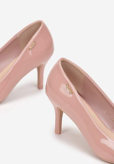 Różowe Szpilki z Noskiem w Kształcie Migdałka Lakierowane Namania