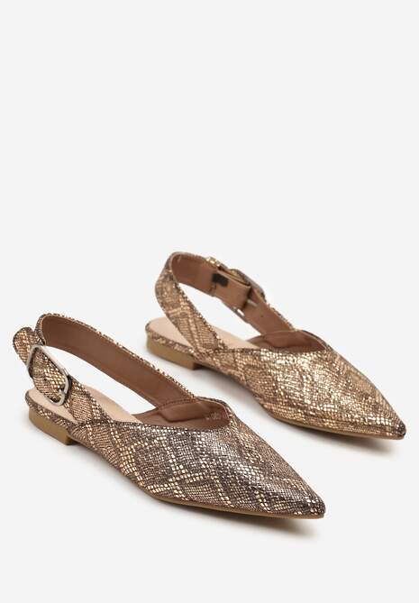 Szampańskie Sandały Vices Typu Slingback z Wkładką ze Skóry Naturalnej Rallora