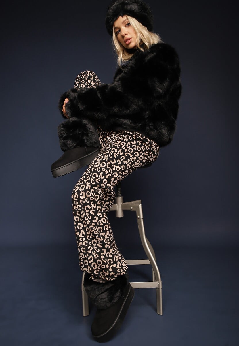 Czarne Śniegowce na Grubej Podeszwie Ozdobione Futerkiem Naolani