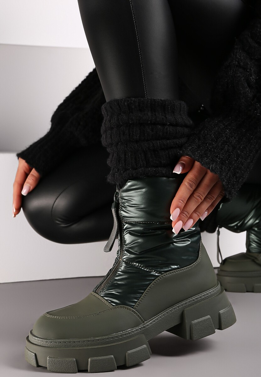 Zielone Śniegowce na Grubej Podeszwie Besi