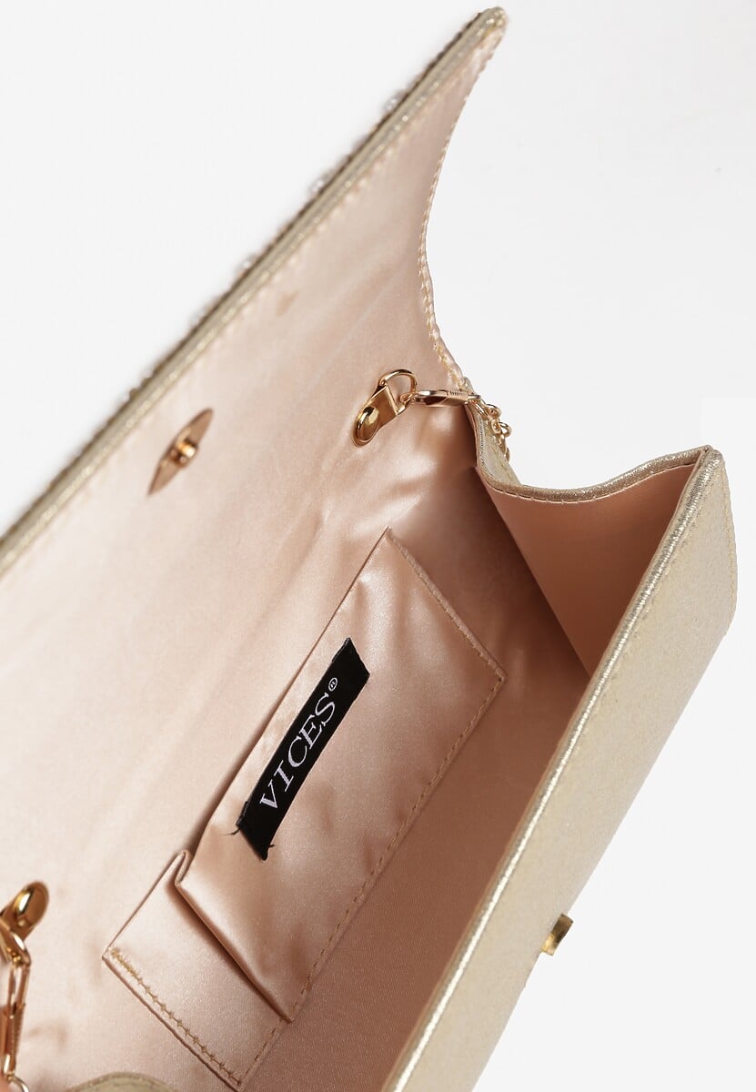 Szampańska Torebka Kopertówka Vices z Łańcuszkiem Zdobiona Perełkami i Cyrkoniami Vemiluna