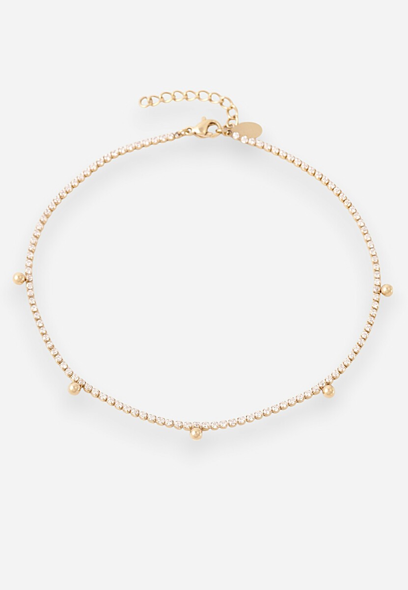 Złota Bransoletka Ozdobiona Kuleczkami i Cyrkoniami Finanela