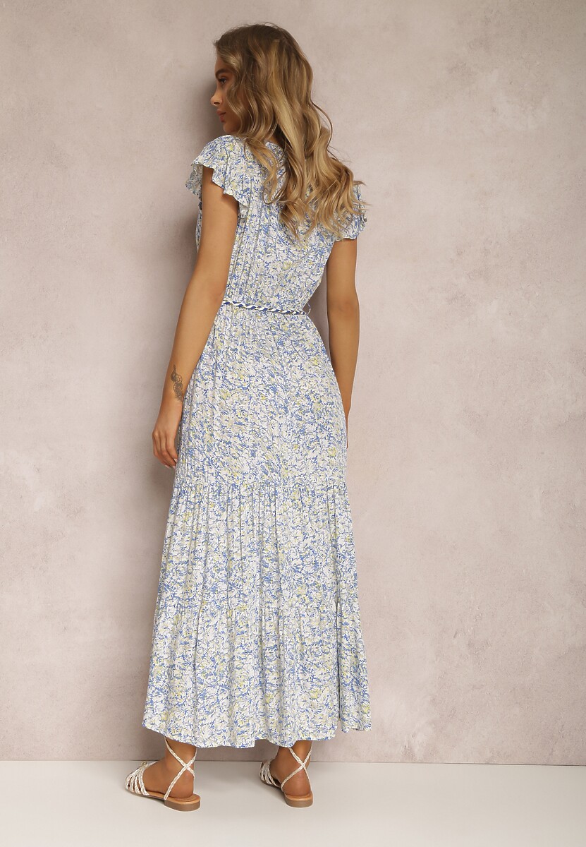 Biało-Niebieska Sukienka ze Sznurkiem Olathe