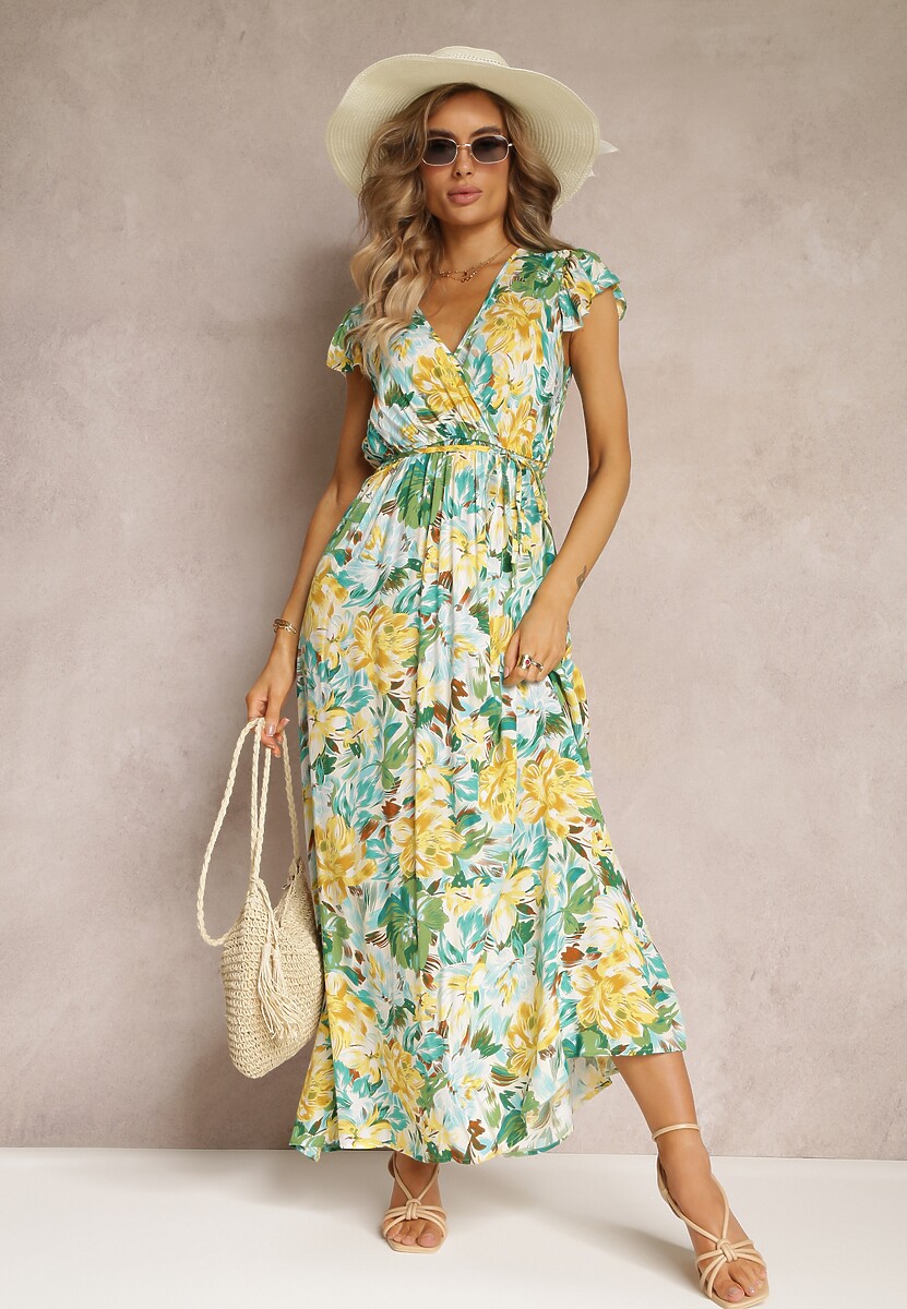 Zielono-Beżowa Sukienka Fionowen