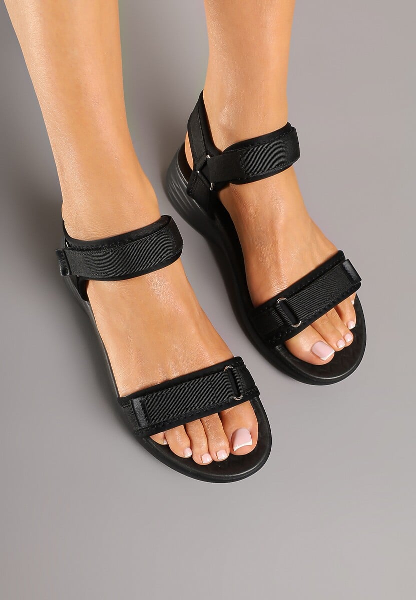 Czarne Sportowe Sandały na Piankowej Podeszwie Zapinane na Rzep Ulimelia