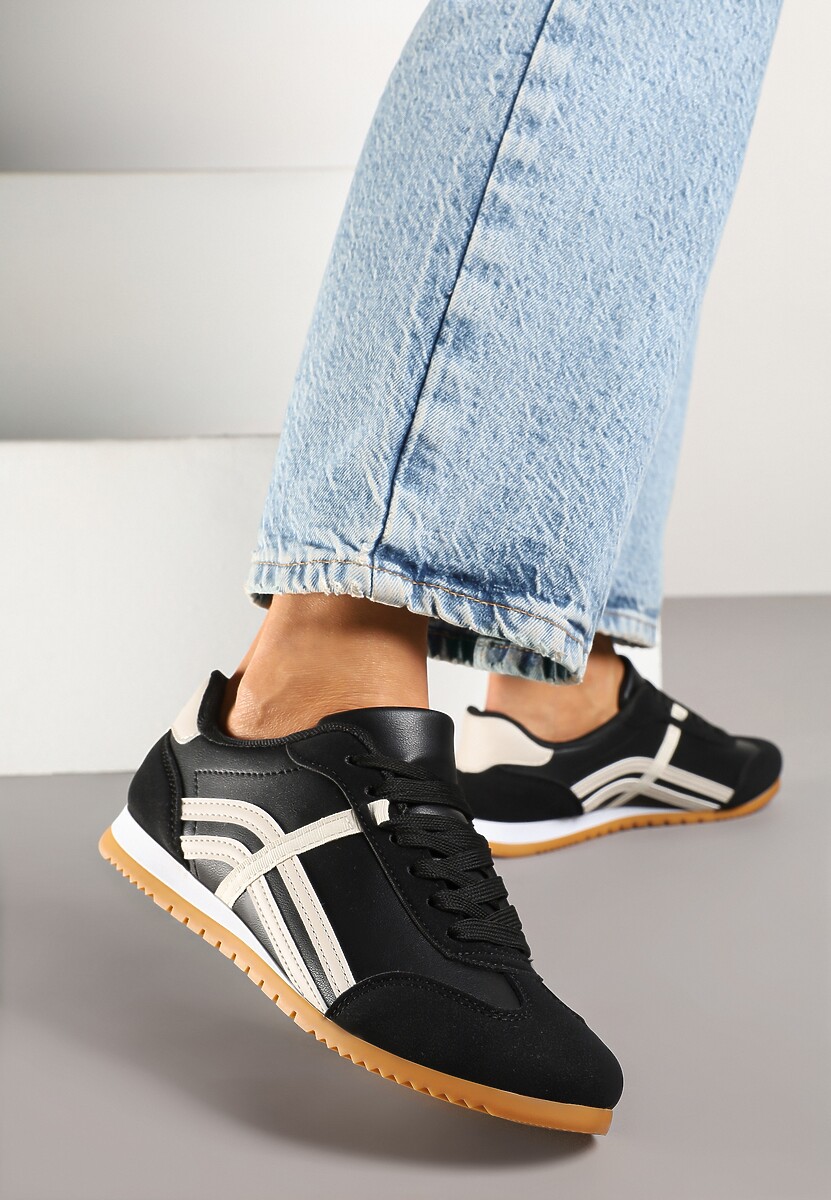 Czarne Sneakersy Typu Klasyczne Tenisówki Zdobione Przeszyciami Zardiva