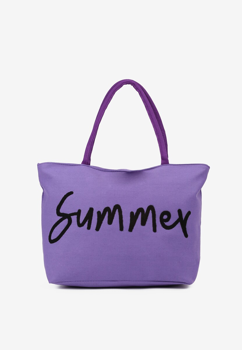 Ciemnofioletowa Torebka Letnia z Napisem z Rączkami Wikazia