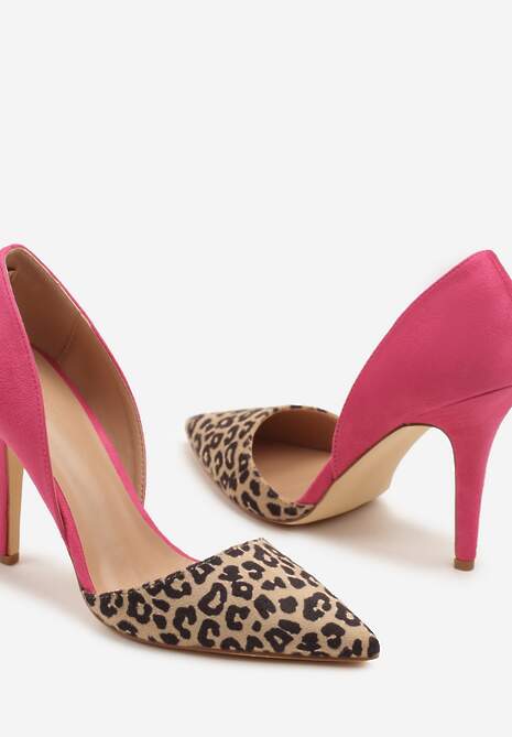 Fuksjowe Szpilki z Panterkowym Wzorem Gommea