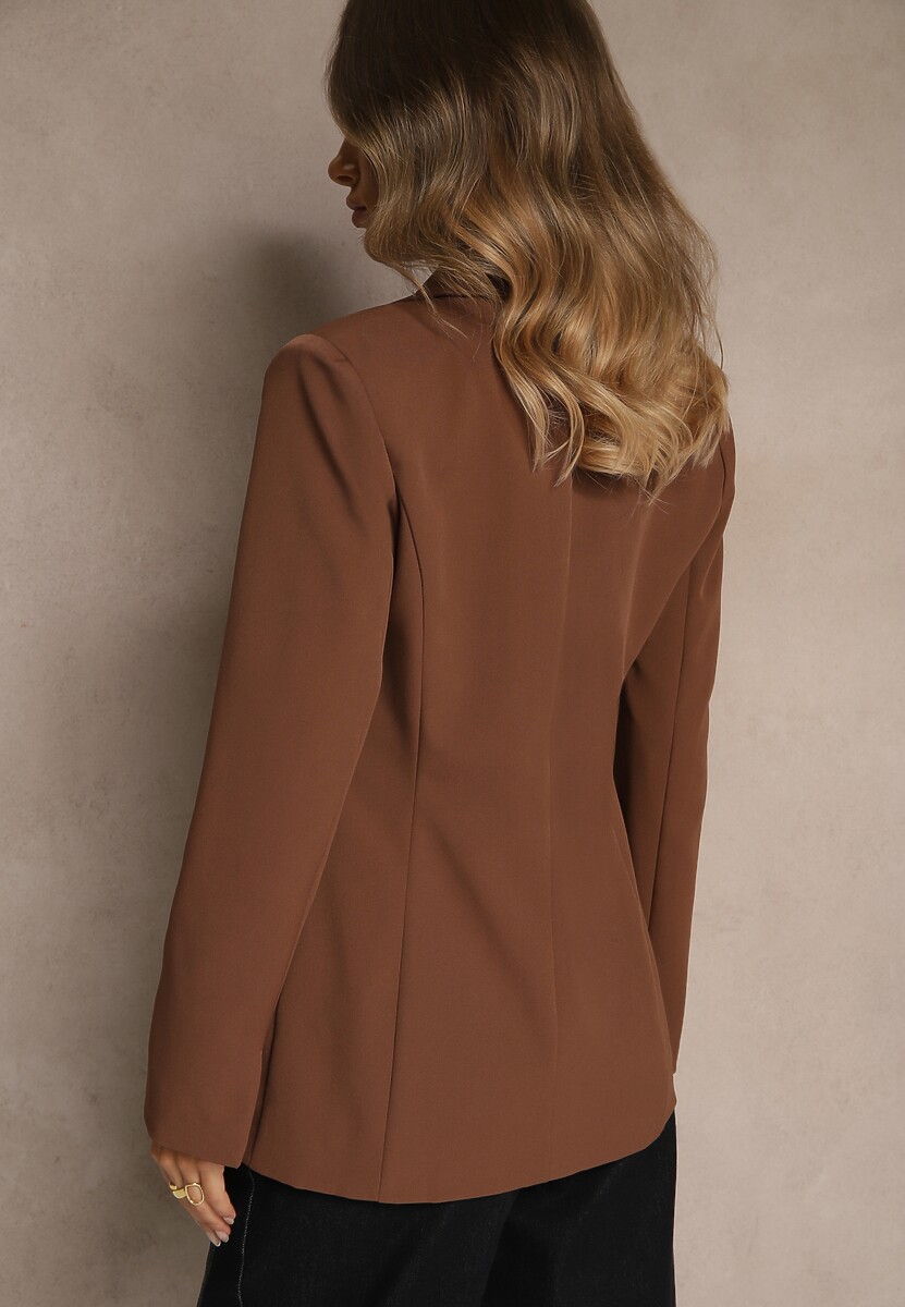 Brązowa Marynarka VICES o Taliowanym Kroju z Podkreślonymi Ramionami Arivita