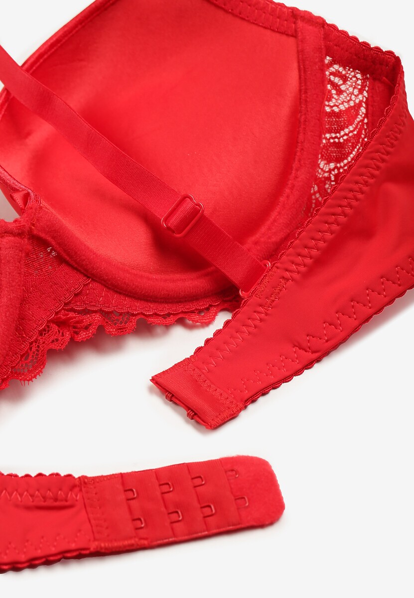 Czerwony Koronkowy Biustonosz Push Up Bliffa