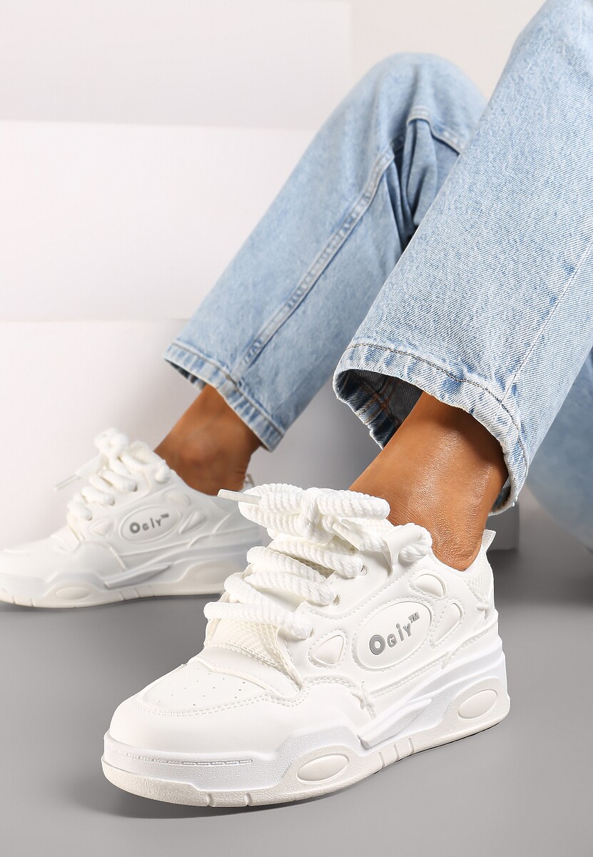 Różowe Sneakersy na Płaskiej Podeszwie Ozdobione Szerokimi Sznurówkami Veniefra