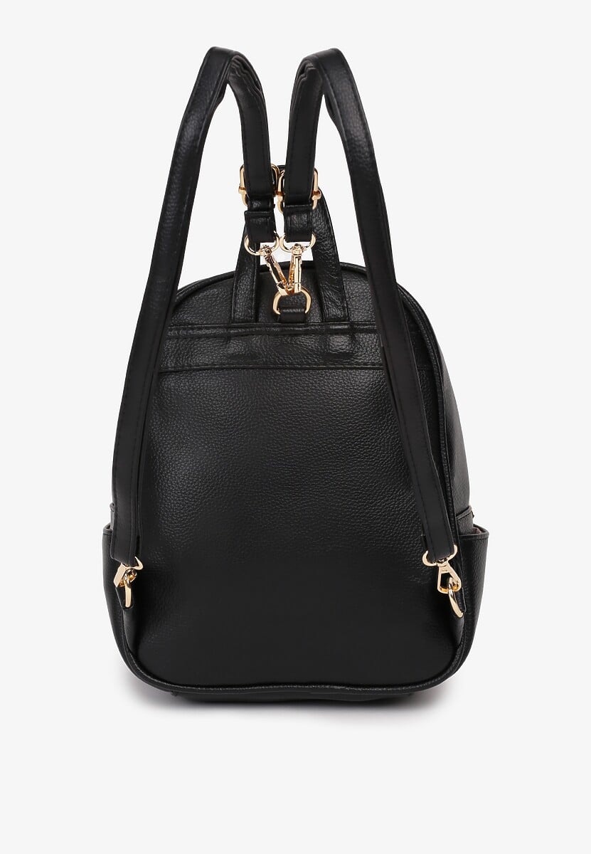 Czarny Plecak Ozdobiony Suwakami z Odpinanymi Paskami z Regulacją Nelmira