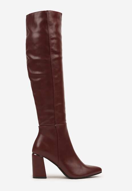 Bordowe Kozaki Vices na Stożku ze Szpiczastym Noskiem Asarrise