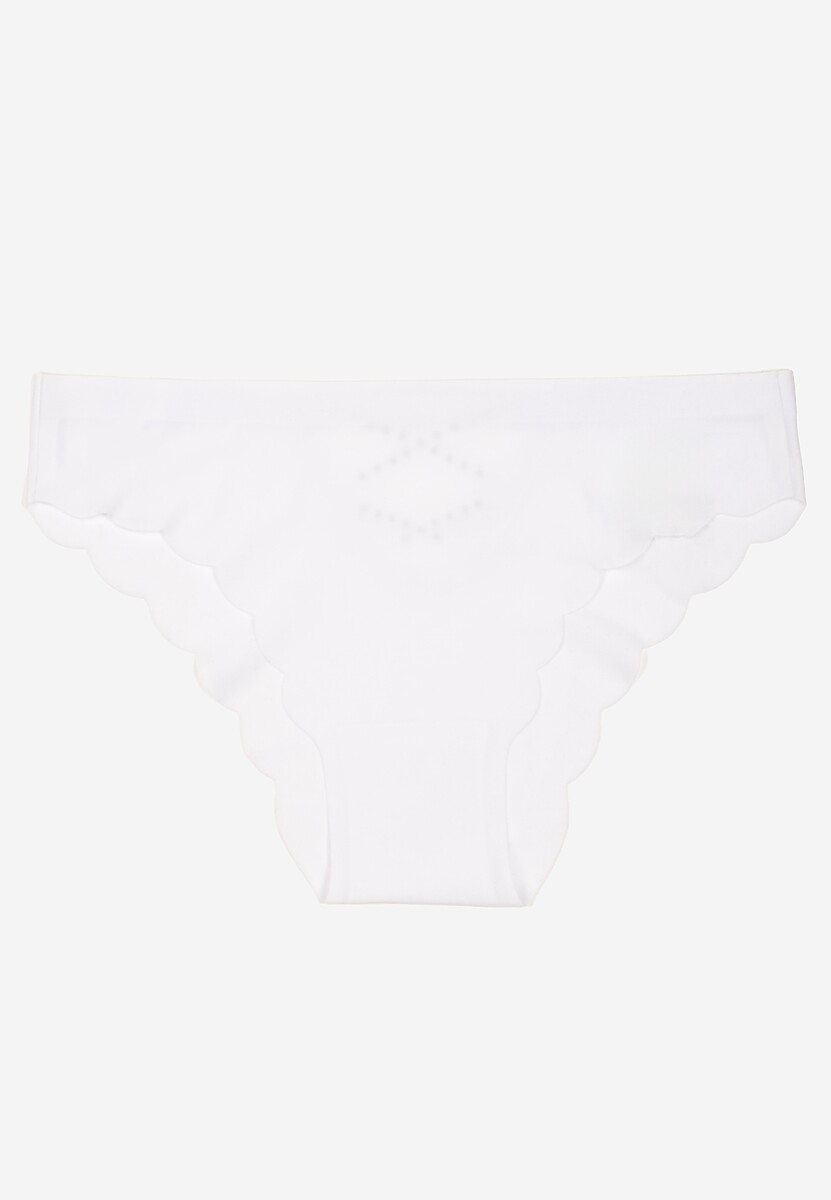 Białe Majtki Bezszwowe Ozdobione Cyrkoniami i Falbanką Pillissea