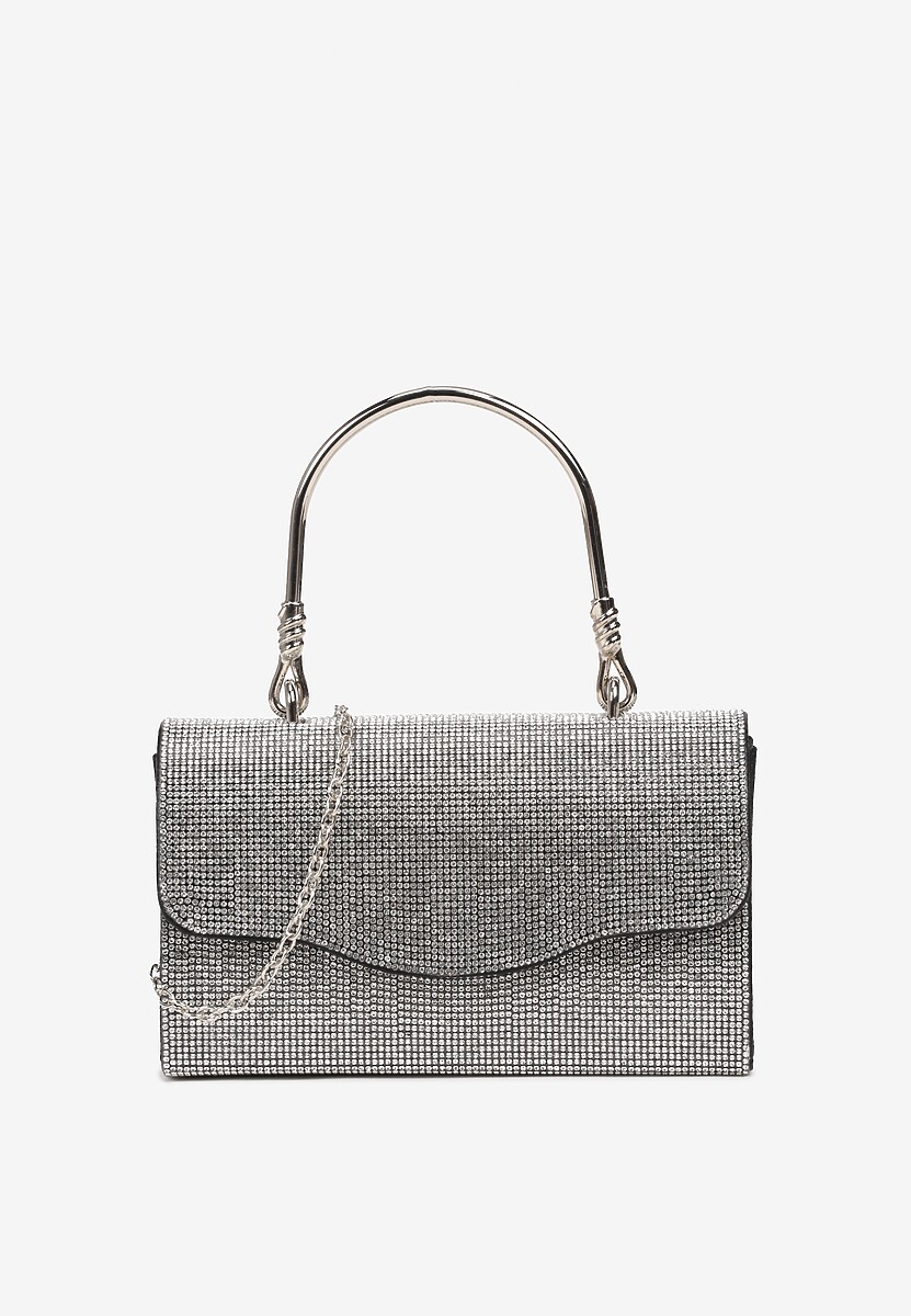 Srebrna Mała Torebka z Rączką i Łańcuszkiem na Magnes z Cyrkoniami Fanatia