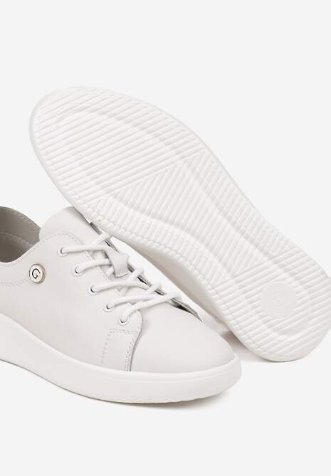 Białe Skórzane Sneakersy Zdobione Minimalistyczną Aplikacją Velotina