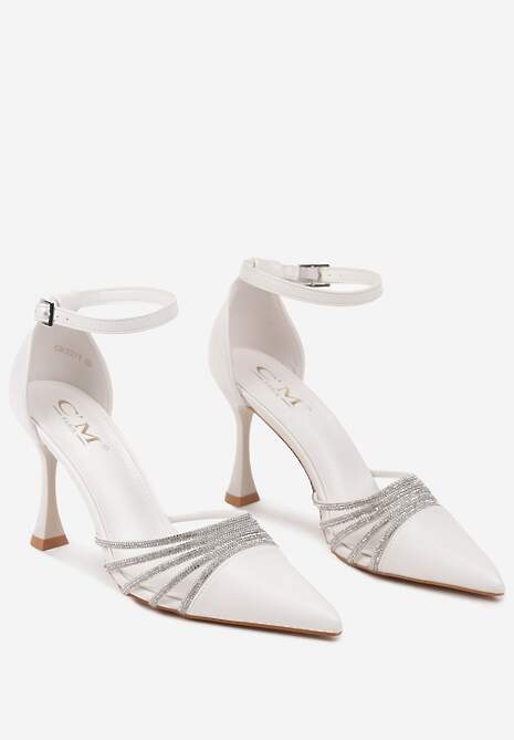 Białe Szpilki w Eleganckim Stylu z Cyrkoniowymi Paskami Erisorae