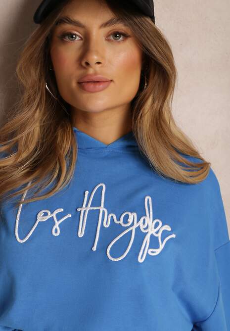 Niebieska Bluza Krótka z Kapturem Zulikha