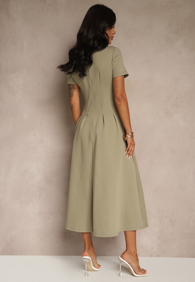 Jasnozielona Casualowa Sukienka z Bawełną Zeredira