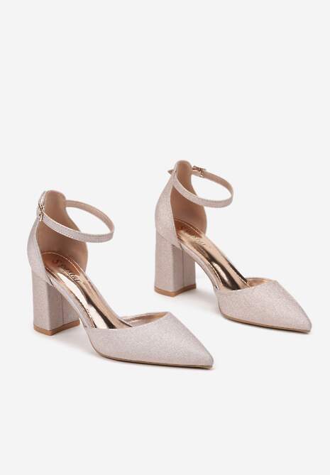 Szampańskie Brokatowe Czółenka na Słupku Loresi