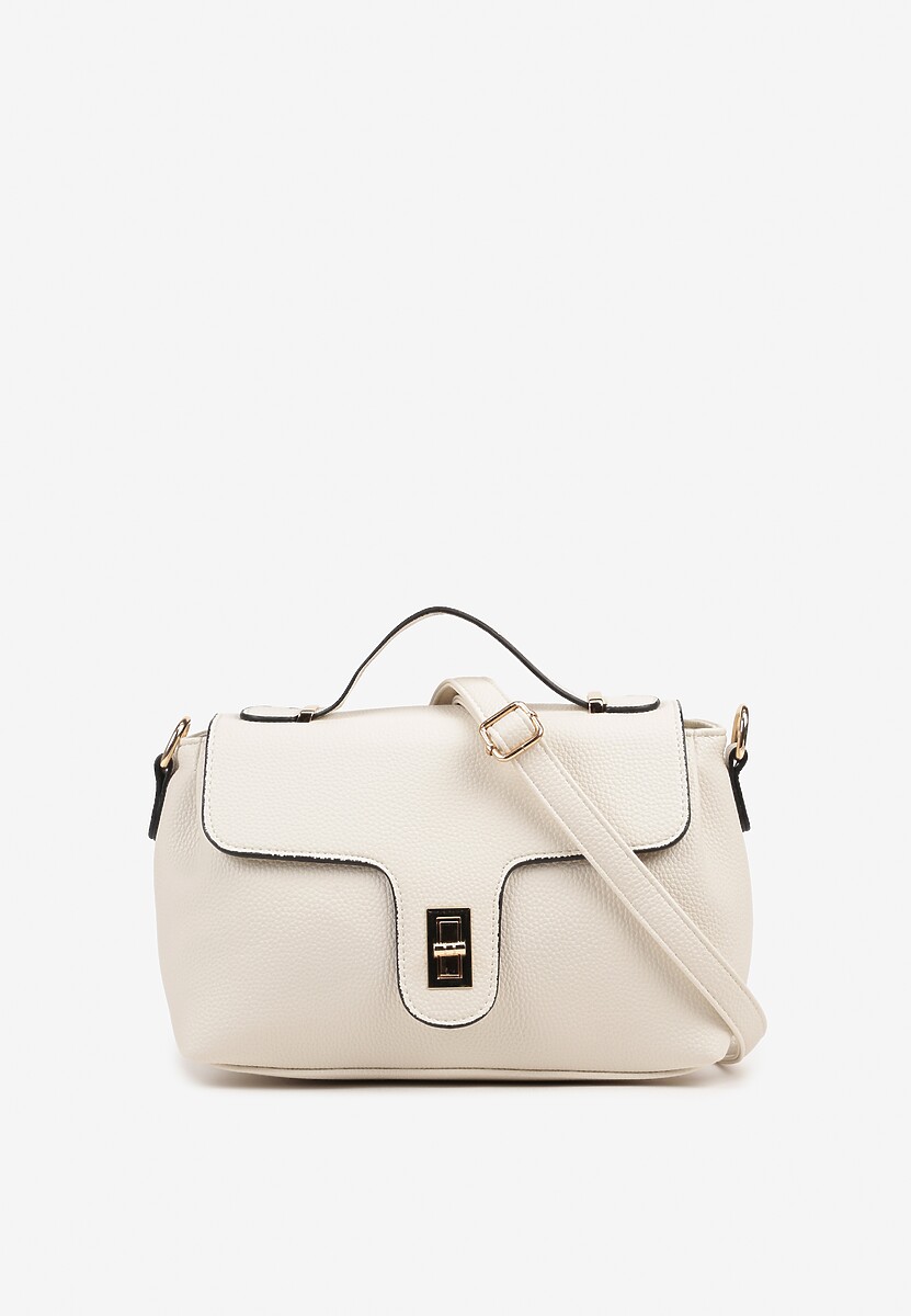 Biała Torebka Listonoszka Ozdobiona Klapą Ponavia