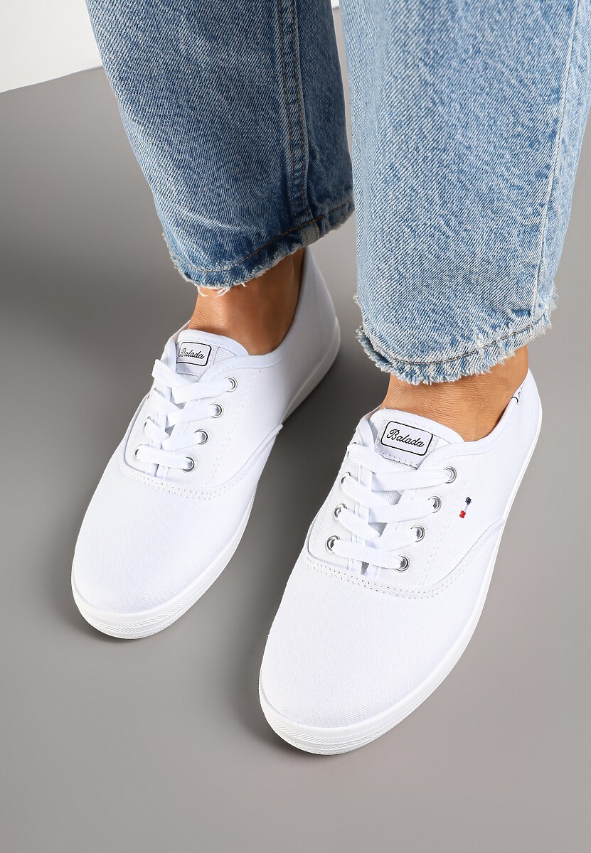 Biało-Różowe Klasyczne Tenisówki Vices ze Sznurowaną Cholewką Telisara