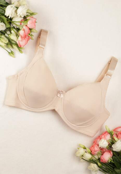 Jasnobeżowy Gładki Biustonosz z Cienkimi Ramiączkami z Regulacją Kashla