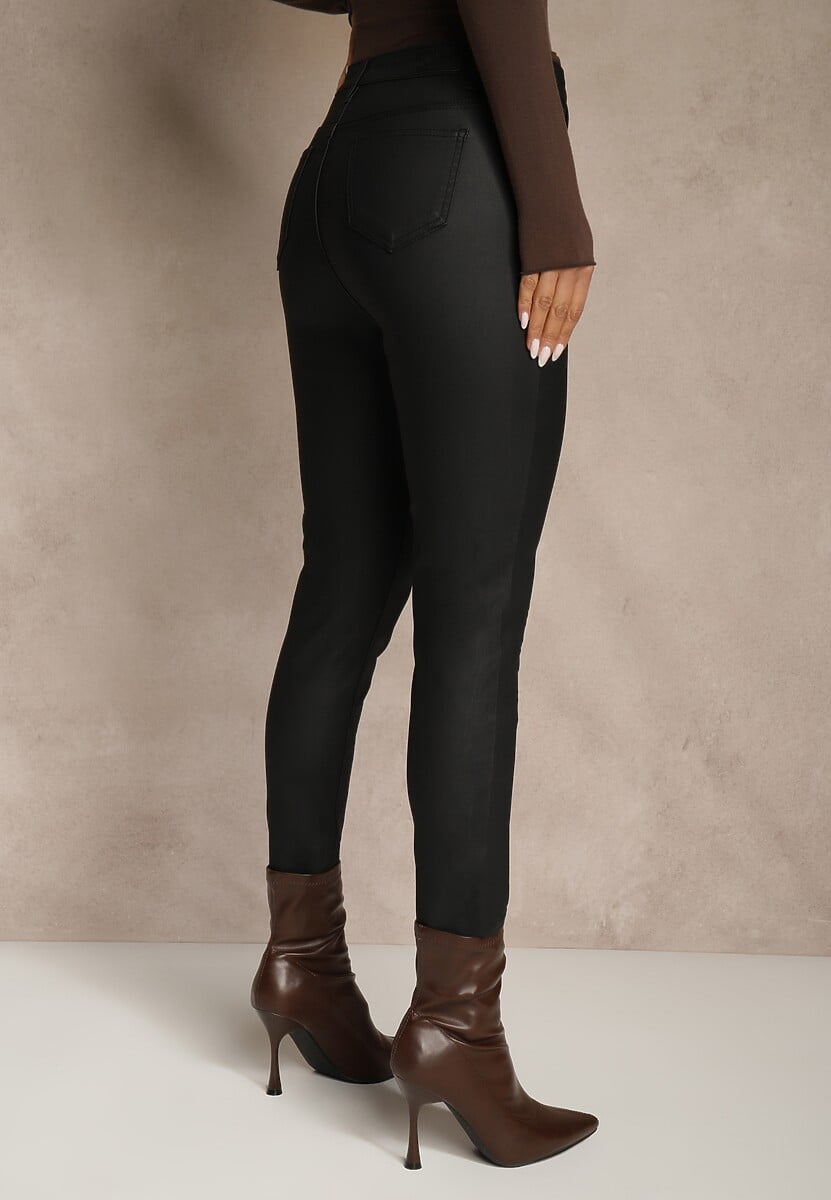 Czarne Casualowe Spodnie Skinny o Modelującym Fasonie Elovi