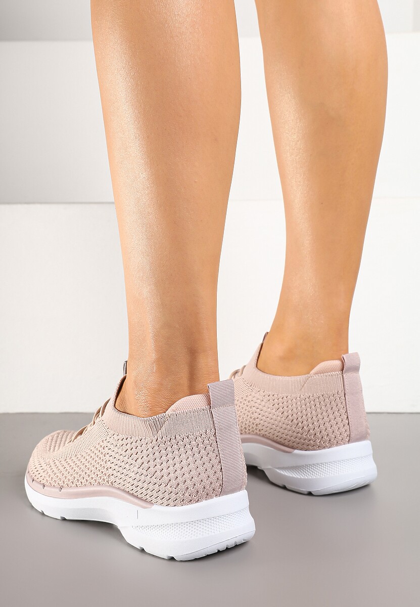Różowe Wsuwane Buty Sportowe Sneakersy z Imitacją Sznurówek Tatanoris
