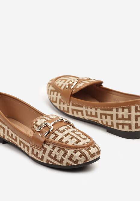 Brązowe Mokasyny z Ekozamszu z Ozdobną Metaliczną Aplikacją Nusarila