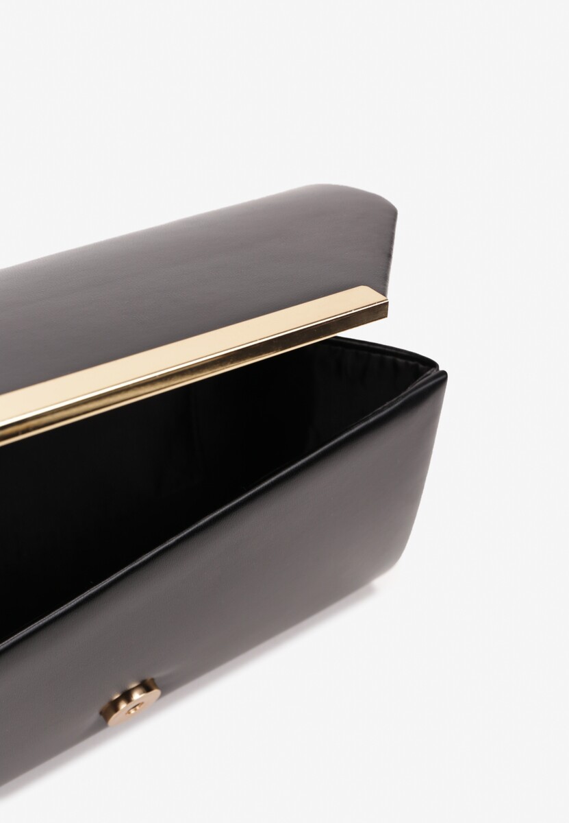 Czarna Torebka Kopertówka z Klapą na Magnes z Imitacji Skóry Amiza