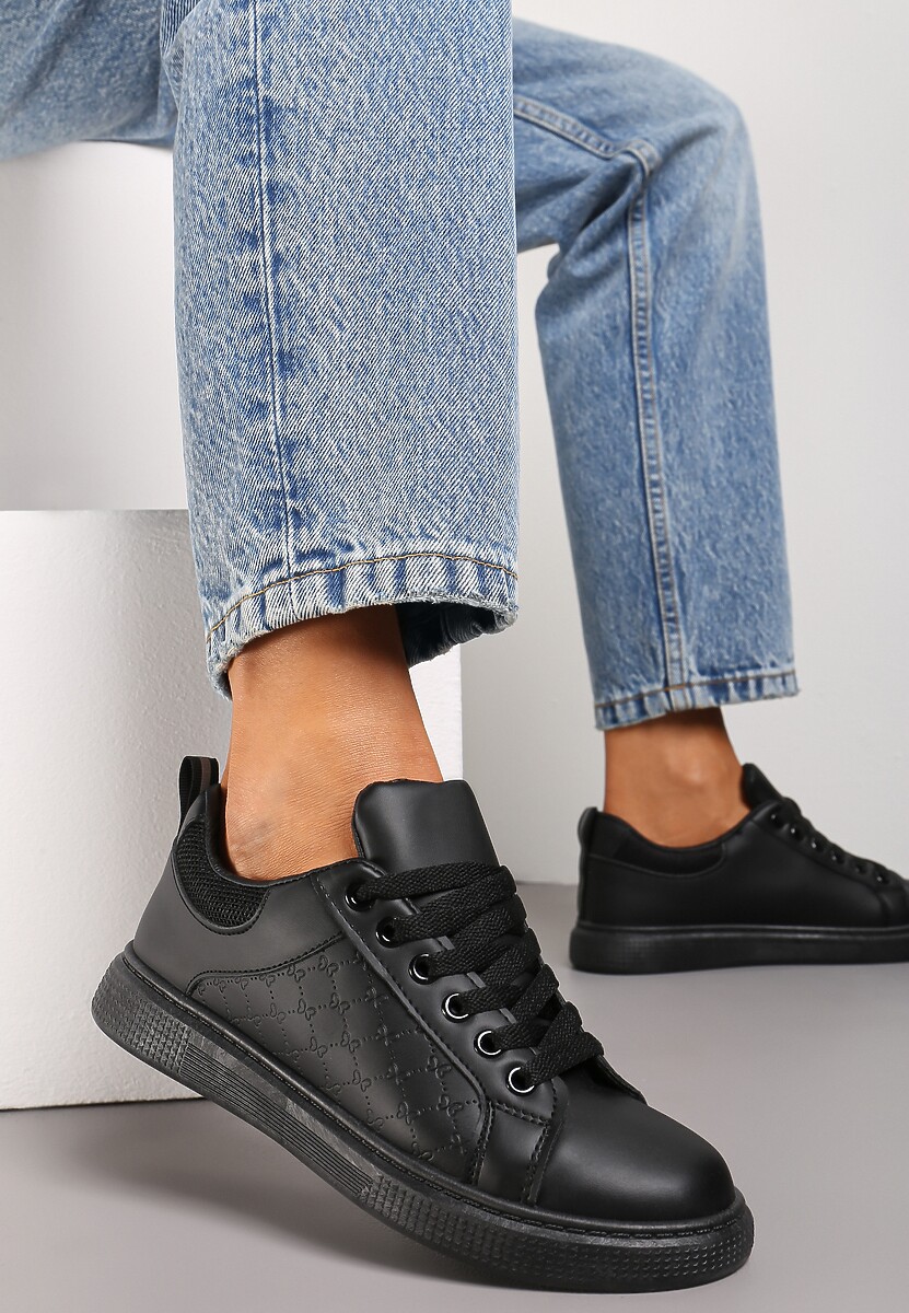 Czarne Sznurowane Sneakersy Vilimea