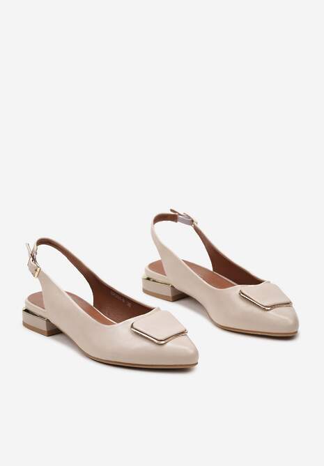 Beżowe Płaskie Sandały z Odkrytą Piątą i Noskiem w Szpic ze Skórzaną Wkładką Tarigass