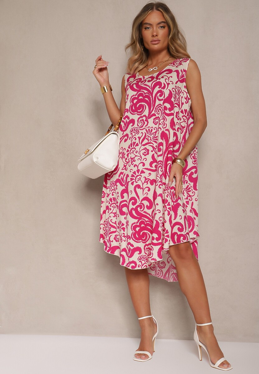Fuksjowa Sukienka z Bawełny z Motywem Paisley Zivanae