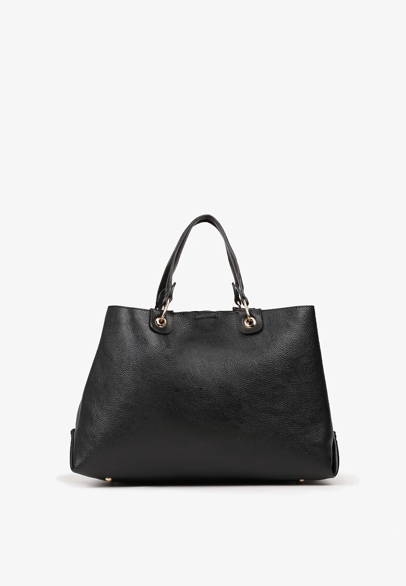 Czarna Duża Torebka Shopperka z Metalicznymi Ozdobami Anurriva