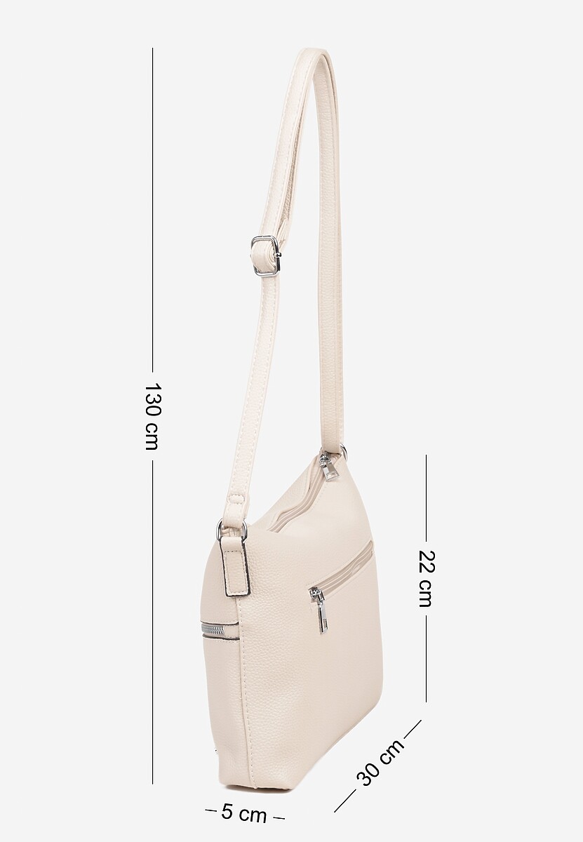 Jasnobeżowa Torebka z Suwakami na Regulowanym Pasku Malovia