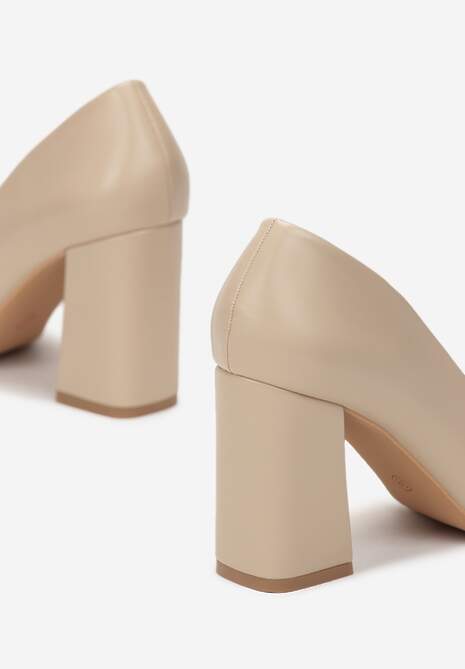 Beżowe Czółenka na Słupku ze Szpiczastym Noskiem Avemene