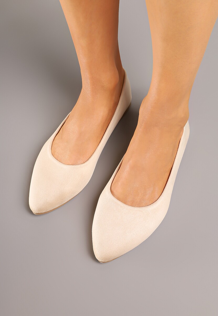 Beżowe Basicowe Balerinki z Migdałkowym Noskiem Tulvia