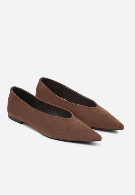 Brązowe Klasyczne Balerinki Vices z Noskiem w Szpic Farrie