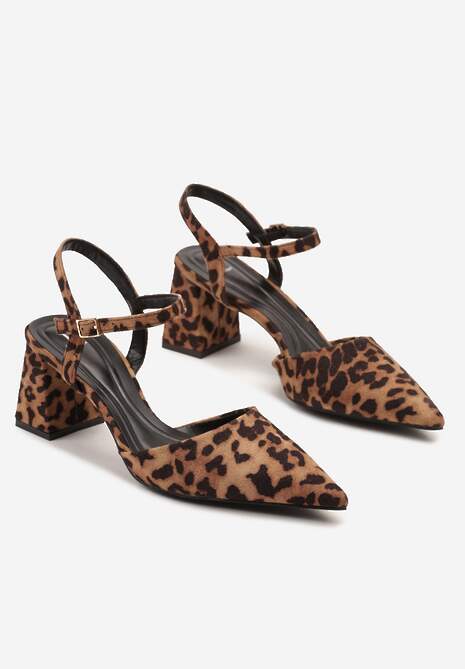 Panterkowe Sandały Lakierowane na Geometrycznym Słupku Sopelisse