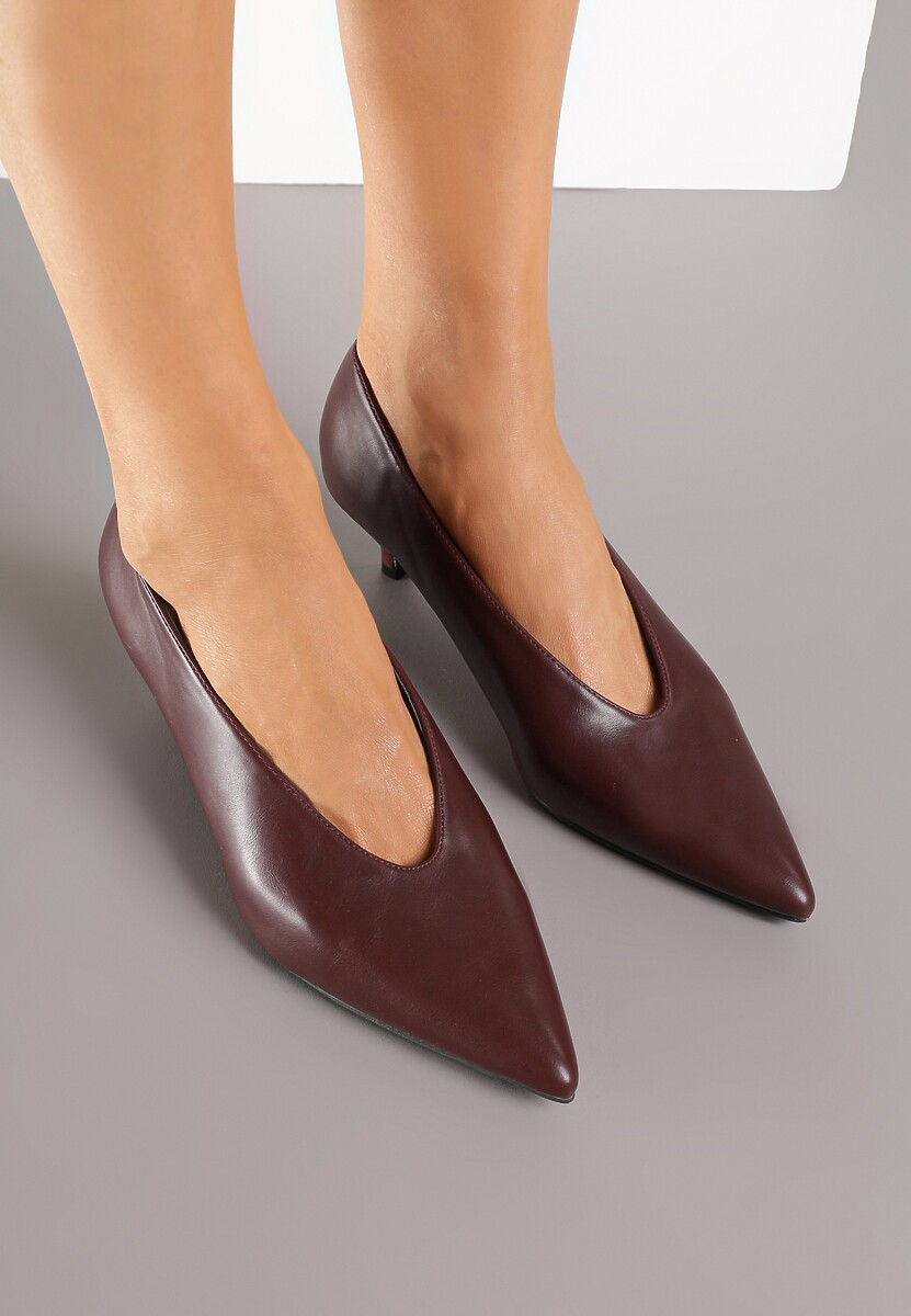 Bordowe Czółenka na Kaczuszce w Klasycznym Stylu Rilanela