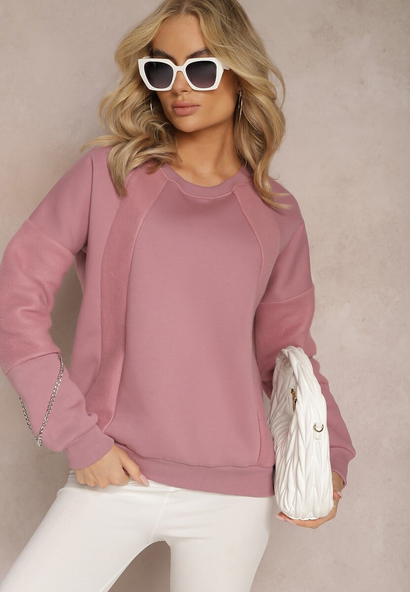Ciemnoróżowa Bawełniana Bluza z Łańcuszkiem Eleutia