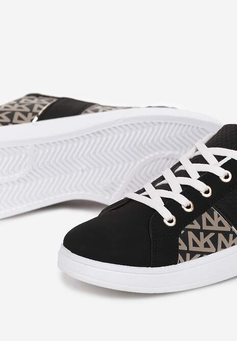 Czarne Sneakersy z Printem Casica