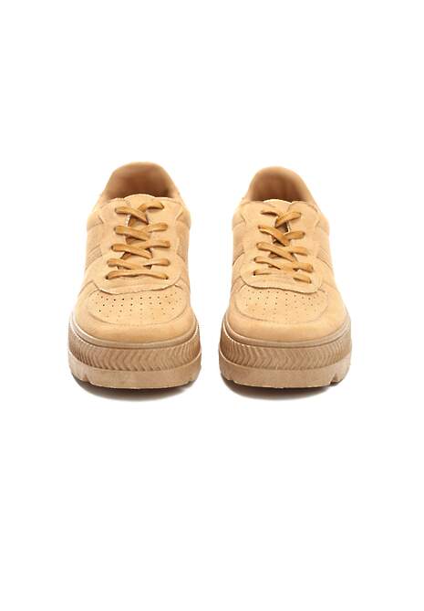 Ciemnobeżowe Sneakersy z Perforacją na Żłobionej Podeszwie Riparian Rights