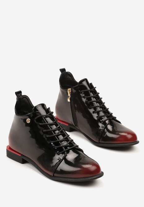 Czarno-Czerwone Botki Trzewiki Lakierowane Vices Jovilie